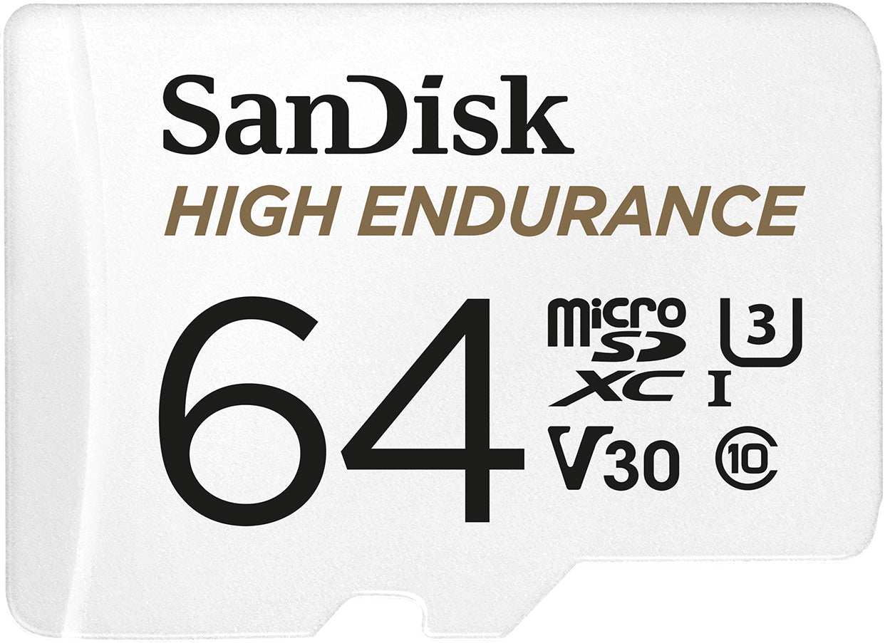 Karta pamięci microSDXC SanDisk High Endurance, 64Gb, Klasa 10 / UHS-1 U3, Z adapterem SDSQQNR-064G-GN6IA
