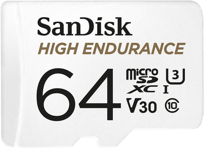 Karta pamięci microSDXC SanDisk High Endurance, 64Gb, Klasa 10 / UHS-1 U3, Z adapterem SDSQQNR-064G-GN6IA