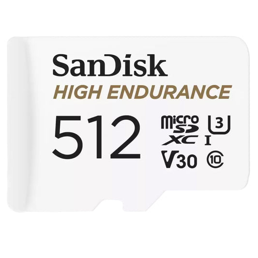 SanDisk High Endurance microSDXC Memory Card, 512Gb, Class 10 / UHS-1 U3, With Adapter SDSQQNR-512G-GN6IA