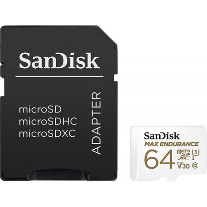 Karta pamięci microSDXC SanDisk MAX Endurance, 64Gb, Klasa 10 / UHS-1 U3, Z adapterem SDSQQVR-064G-GN6IA