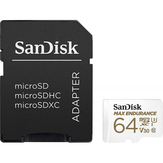 Karta pamięci microSDXC SanDisk MAX Endurance, 64Gb, Klasa 10 / UHS-1 U3, Z adapterem SDSQQVR-064G-GN6IA