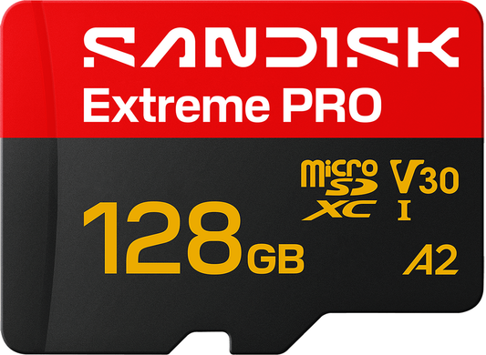 SanDisk Extreme Pro A2 microSDXC Memory Card, 128GB, Class 10 / UHS-1 U3, With Adapter SDSQXCJ-128G-GS6MA