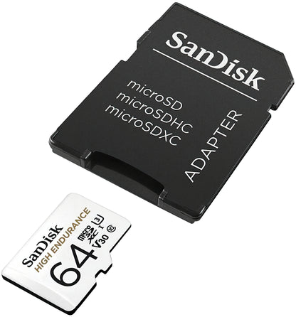 Karta pamięci microSDXC SanDisk High Endurance, 64Gb, Klasa 10 / UHS-1 U3, Z adapterem SDSQQNR-064G-GN6IA