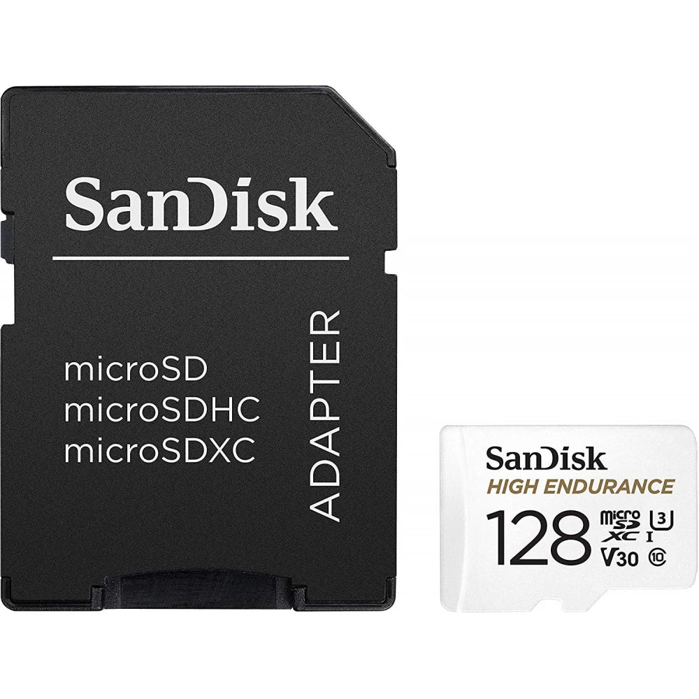 SanDisk High Endurance microSDXC Memory Card, 128Gb, Class 10 / UHS-1 U3, With Adapter SDSQQNR-128G-GN6IA