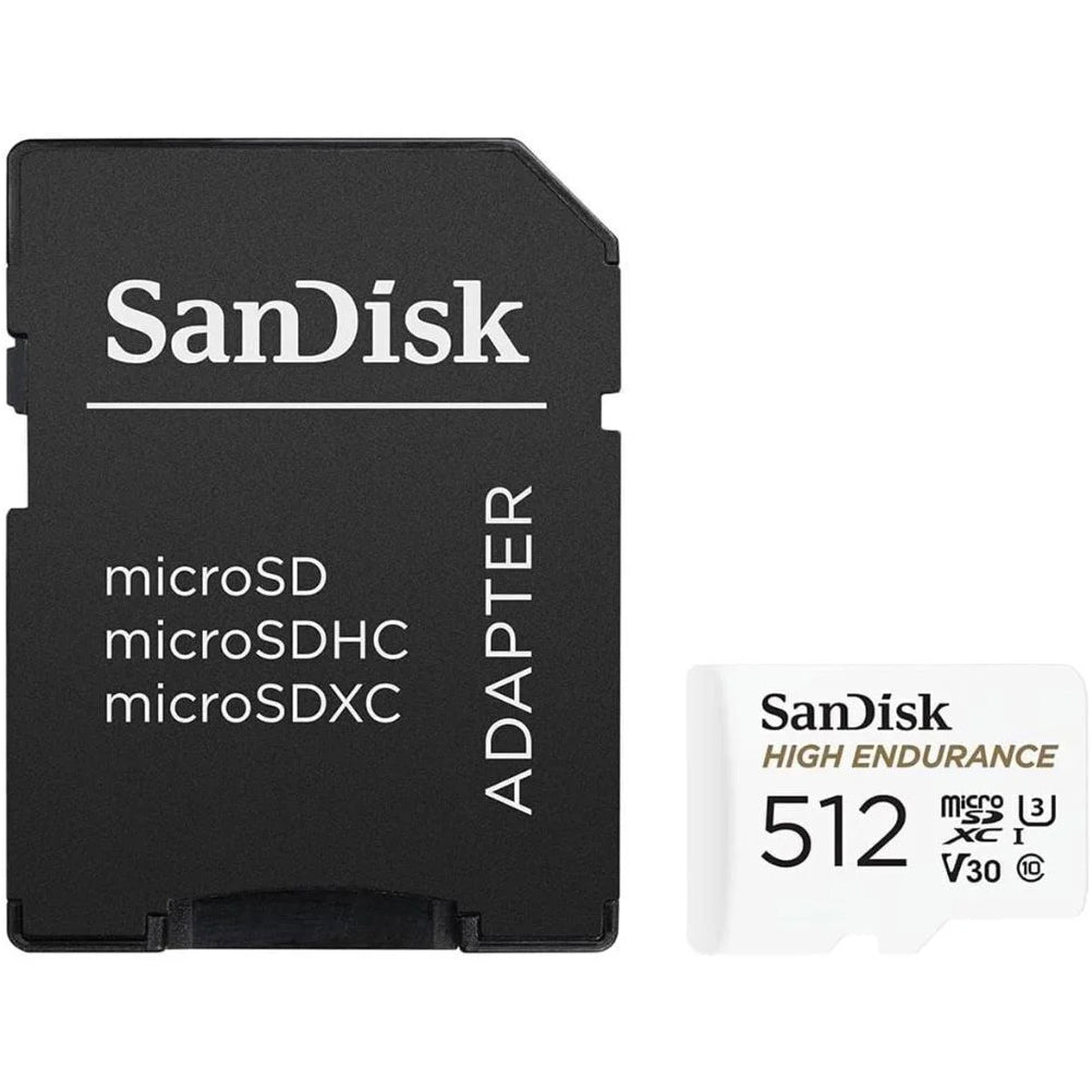 Karta pamięci microSDXC SanDisk High Endurance, 512Gb, Klasa 10 / UHS-1 U3, Z adapterem SDSQQNR-512G-GN6IA