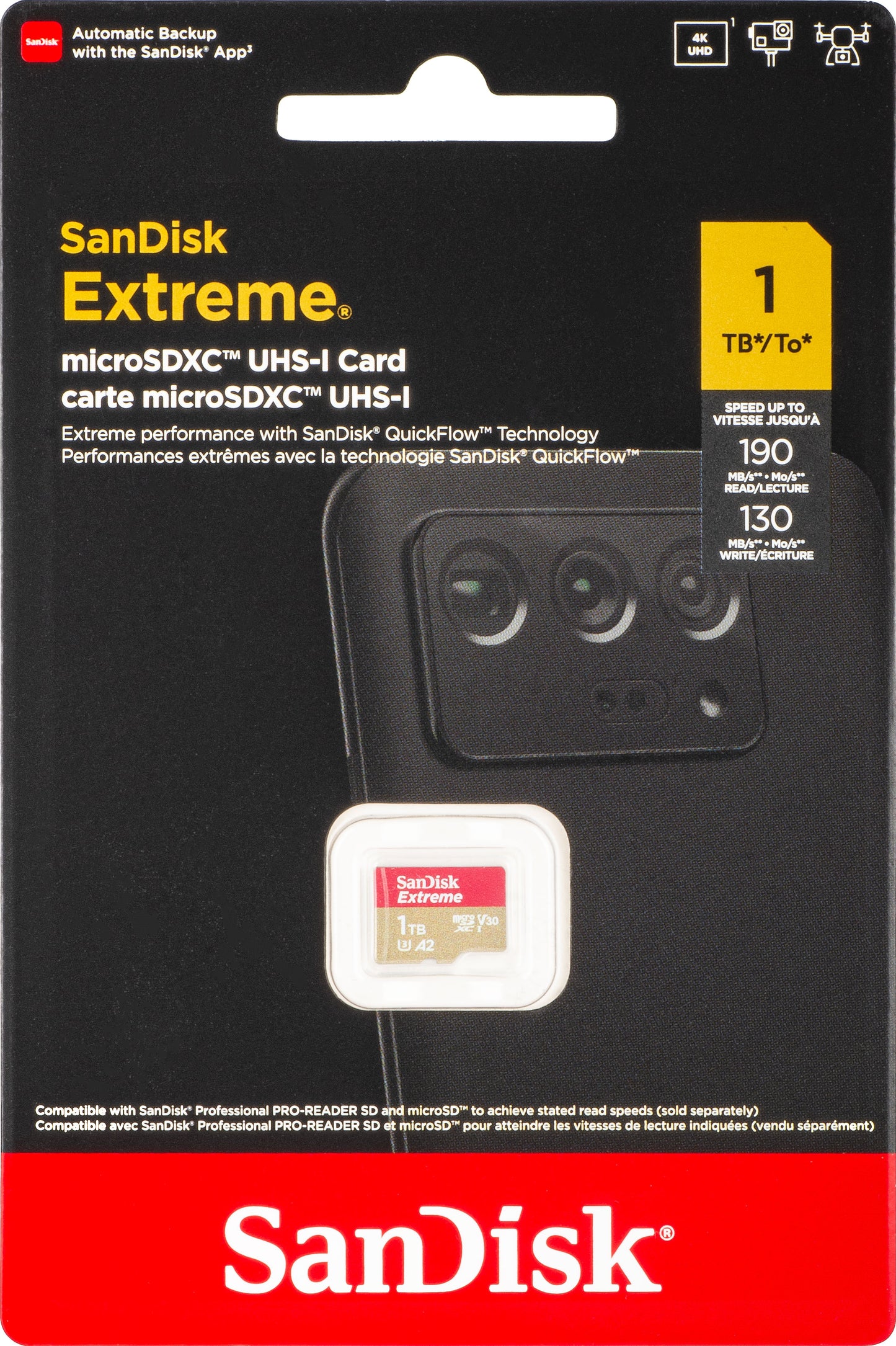 SanDisk Extreme microSDXC Memory Card, 1TB, Class 10 / UHS-1 U3 SDSQXAV-1T00-GN6MN