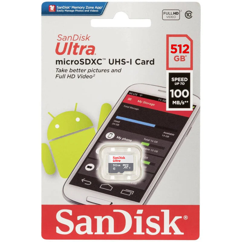 SanDisk Ultra microSDXC Memory Card, 512Gb, Class 10 SDSQUNR-512G-GN3MN
