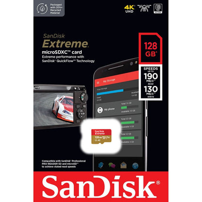 Karta pamięci SanDisk Extreme microSDXC, 128 Gb, klasa 10 / UHS-1 U3 SDSQXAA-128G-GN6MN 
