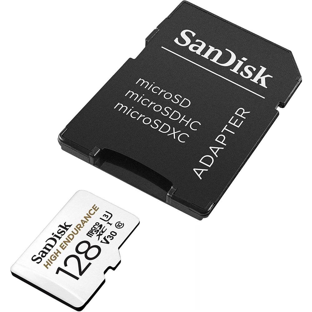 Karta pamięci microSDXC SanDisk High Endurance, 128Gb, Klasa 10 / UHS-1 U3, Z adapterem SDSQQNR-128G-GN6IA