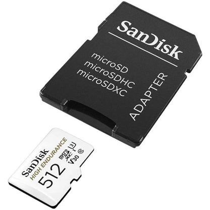Karta pamięci microSDXC SanDisk High Endurance, 512Gb, Klasa 10 / UHS-1 U3, Z adapterem SDSQQNR-512G-GN6IA