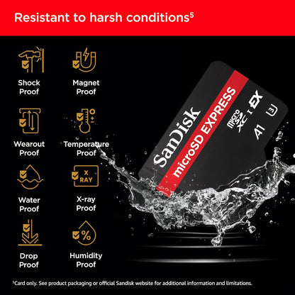 Karta pamięci microSDXC SanDisk Express, 128Gb, Klasa 10 / UHS-1 U3 SDSQXFN-128G-GN4NN