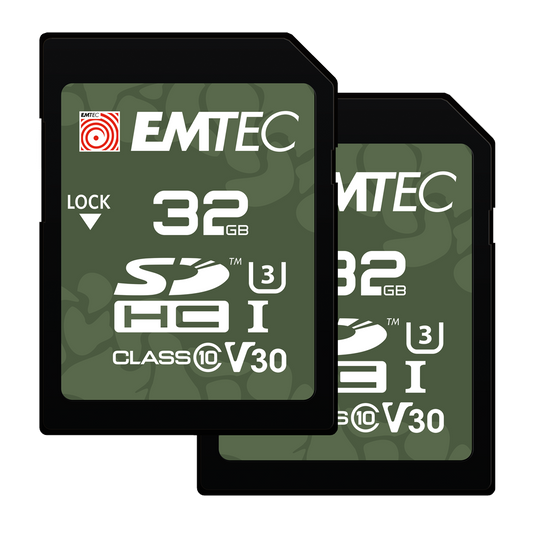 Karta pamięci SDHC Emtec Rugged Outdoor, 32Gb, Klasa 10 / UHS-1 U3, Zestaw 2 sztuki ECMSD32GHC10ORP2