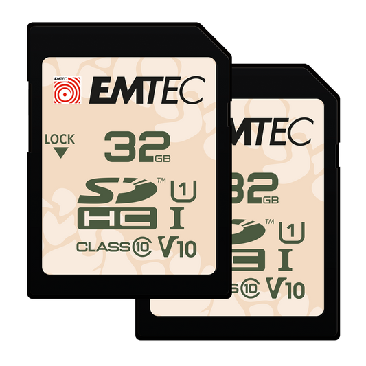 Karta pamięci SDHC Emtec Rugged Outdoor, 32Gb, Klasa 10 / UHS-1 U1, Zestaw 2 sztuki ECMSD32GHCU1ORP2