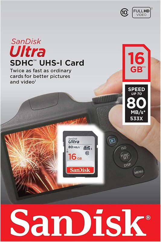 Karta pamięci SDHC SanDisk Ultra, 16GB, Klasa 10 SDSDUNC-016G-GN6IN