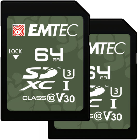 Karta pamięci SDXC Emtec Rugged Outdoor, 64GB, Klasa 10 / UHS-1 U3, Zestaw 2 sztuki ECMSD64GXCU3ORP