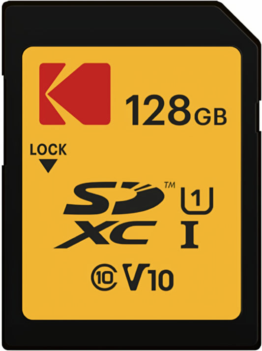 Kodak Premium Performance SDXC Memory Card, 128GB, Class 10 / UHS-1 U1 EKMSD128GXC10K