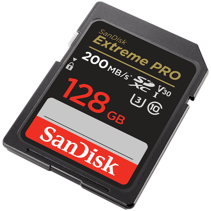 SDXC SanDisk Extreme Pro Memory Card, 128GB, Class 10 / UHS-1 U3 SDSDXXD-128G-GN4IN