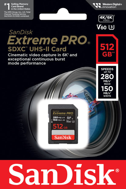 Karta pamięci SDXC SanDisk Extreme Pro, 512GB, Klasa 10 / UHS-2 U3 SDSDXEP-512G-GN4IN