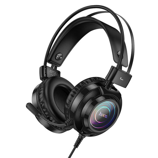 Słuchawki Gamingowe 3.5mm HOCO W110, RGB, Czarne