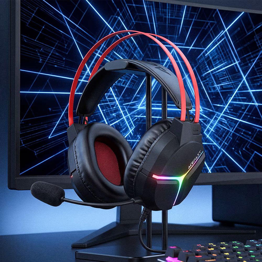 Słuchawki gamingowe 3,5 mm Acefast H16, RGB, 2m, czarne