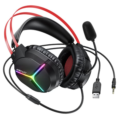 Słuchawki gamingowe 3,5 mm Acefast H16, RGB, 2m, czarne