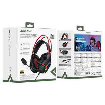 Słuchawki gamingowe 3,5 mm Acefast H16, RGB, 2m, czarne