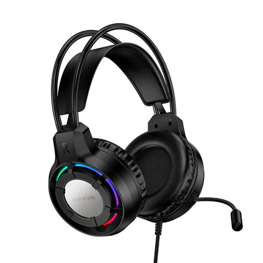 Słuchawki gamingowe 3,5 mm Borofone BO112 Wave, RGB, 2m, czarne