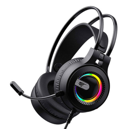 Gaming Headphones 3.5mm HAVIT H2040d, RGB, 2.1m, Black