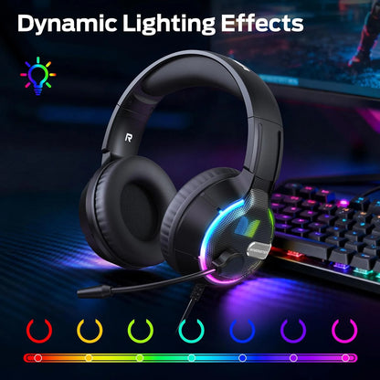 Słuchawki gamingowe 3,5 mm Monster Mission 320, RGB, 1,9 m, czarne