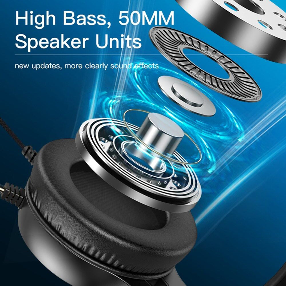 Słuchawki Gamingowe 3.5mm Yesido EK02, RGB, 2.2m, Czarne