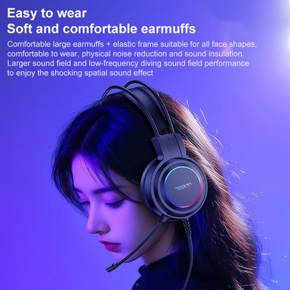 Słuchawki gamingowe USB Yesido EK05, RGB, 1.2m, Czarne