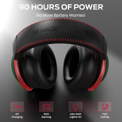 Słuchawki Gamingowe Bezprzewodowe Monster Mission 350, BT / Wi-Fi / Przewodowe, Czarne