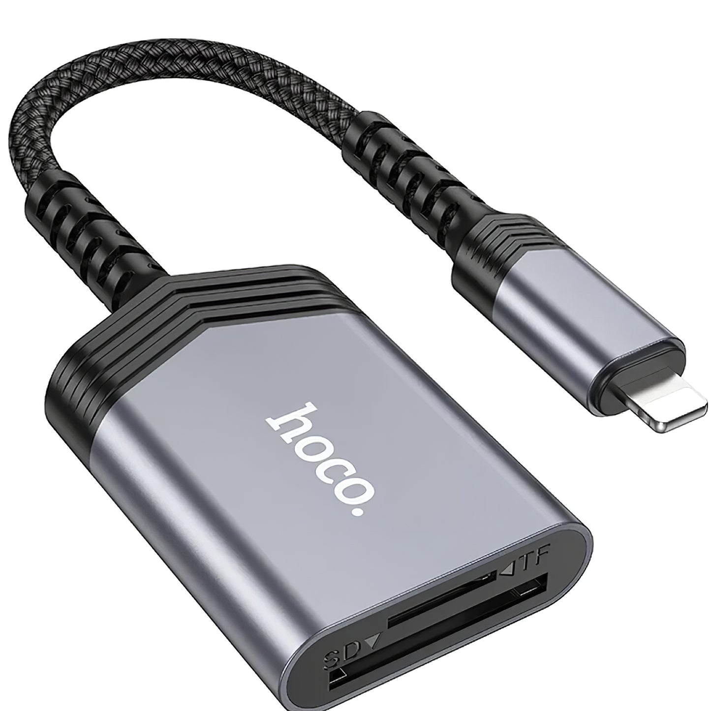 Czytnik kart Lightning HOCO UA25, SD - microSD, Szary