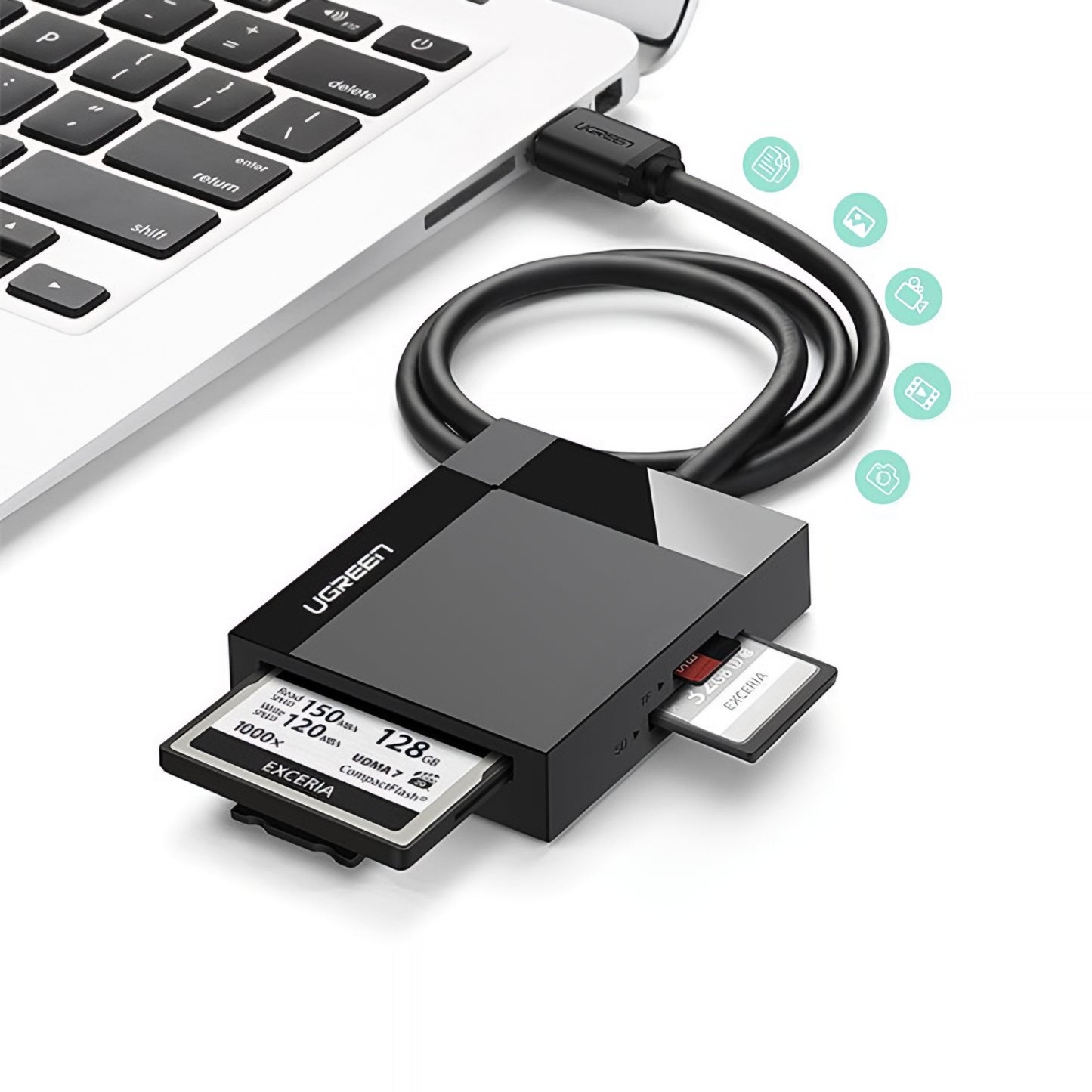 Czytnik kart USB 3.0 UGREEN CR125, SD - microSD - CF - MS, Czarny