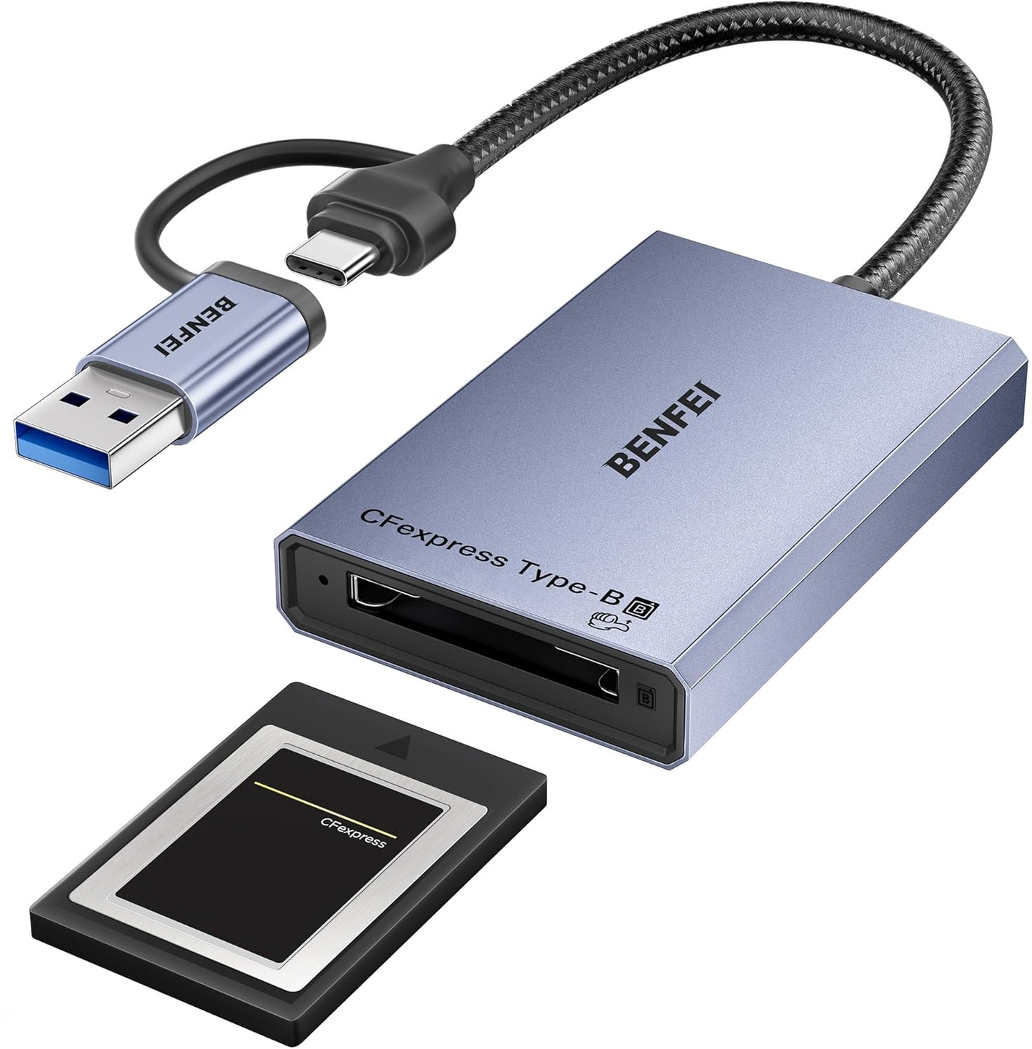 Czytnik kart USB 3.2 / USB-C Benfei, CFexpress B, Szary