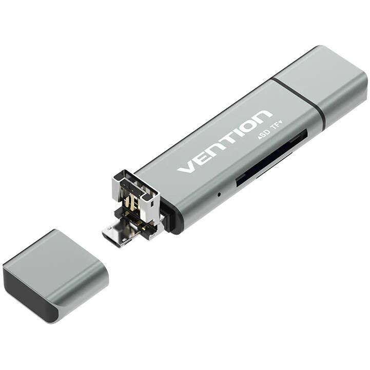 Czytnik kart USB / USB-C / microUSB Vention, SD - microSD, Szary CCJH0