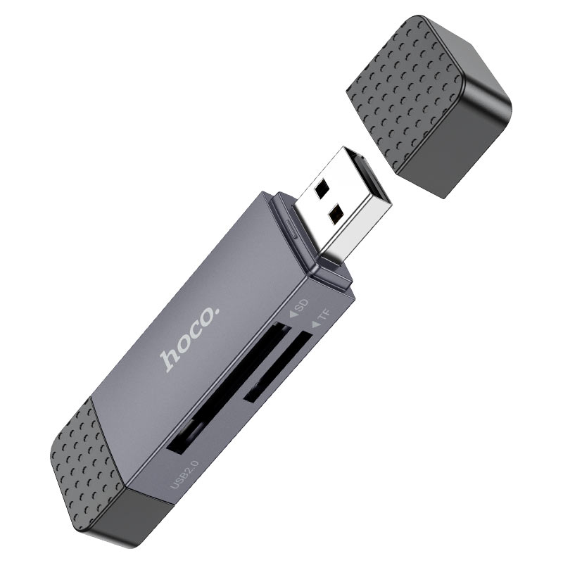 Czytnik kart USB 3.0 / USB-C HOCO HB45, SD - microSD, Szary