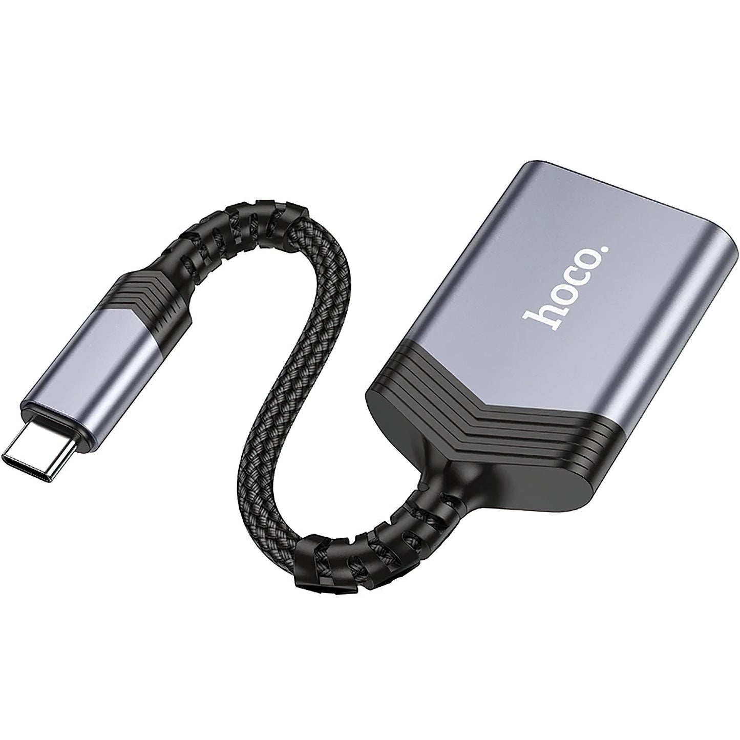 Czytnik kart USB-C HOCO UA25, SD - microSD, szary 