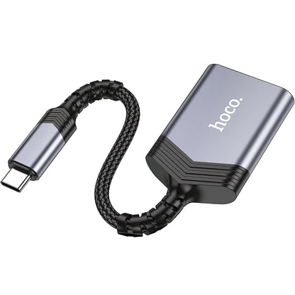 Czytnik kart USB-C HOCO UA25, SD - microSD, szary 