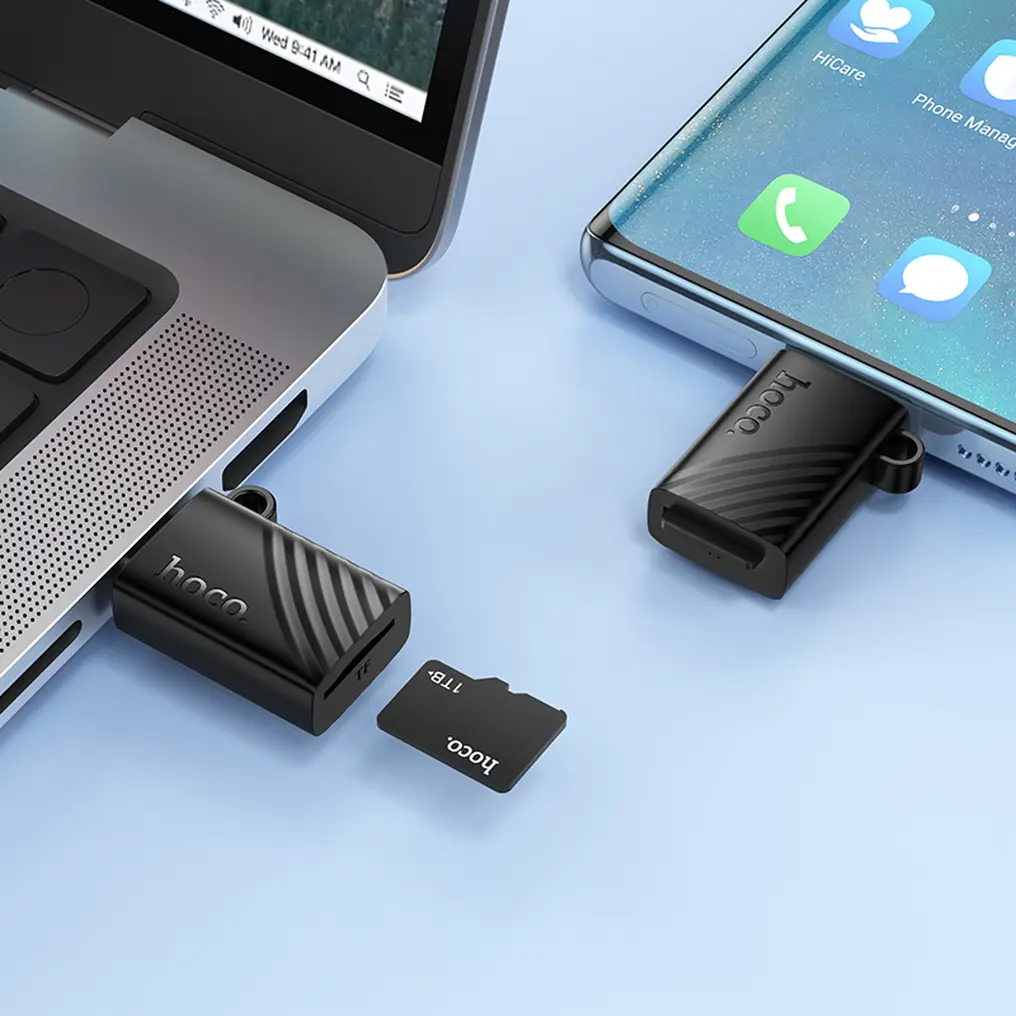 USB-C Card Reader HOCO HB53, microSD, Black