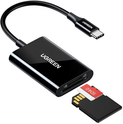 Czytnik kart USB-C UGREEN CM265, SD - microSD, Czarny