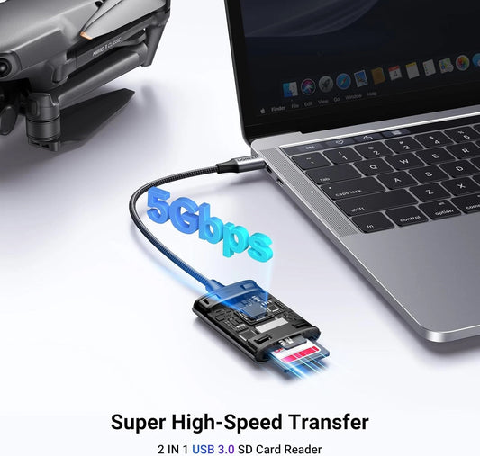 Czytnik kart USB-C UGREEN CM401, SD - microSD, Szary