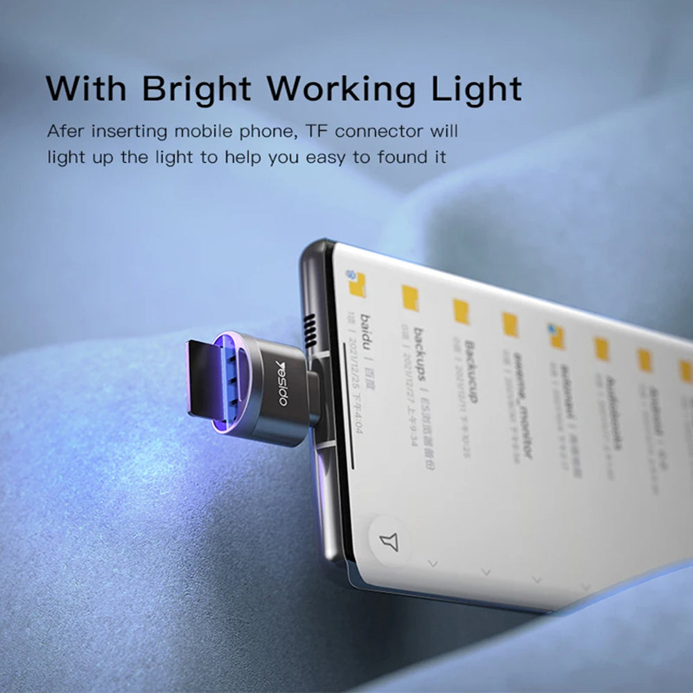 Czytnik kart USB-C Yesido GS19, USB-A (OTG) - microSD, Szary