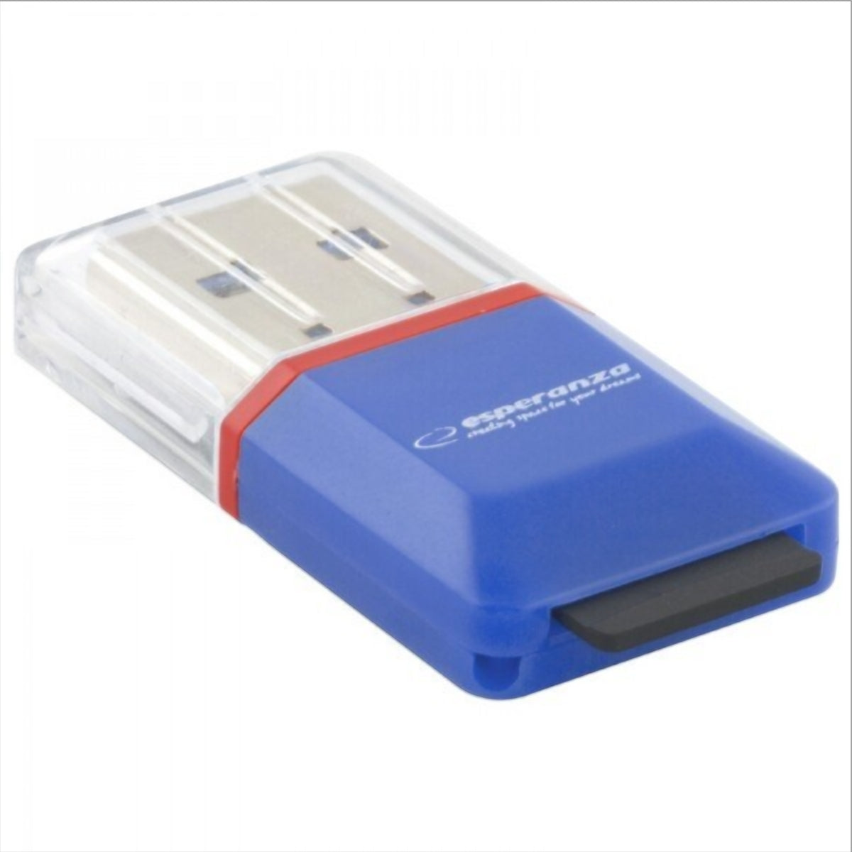 Czytnik kart USB Esperanza EA134B, microSD, Niebieski
