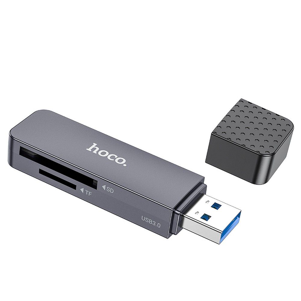 Czytnik kart USB HOCO HB45, SD - microSD, Szary