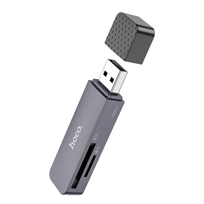 Czytnik kart USB HOCO HB45, SD - microSD, Szary