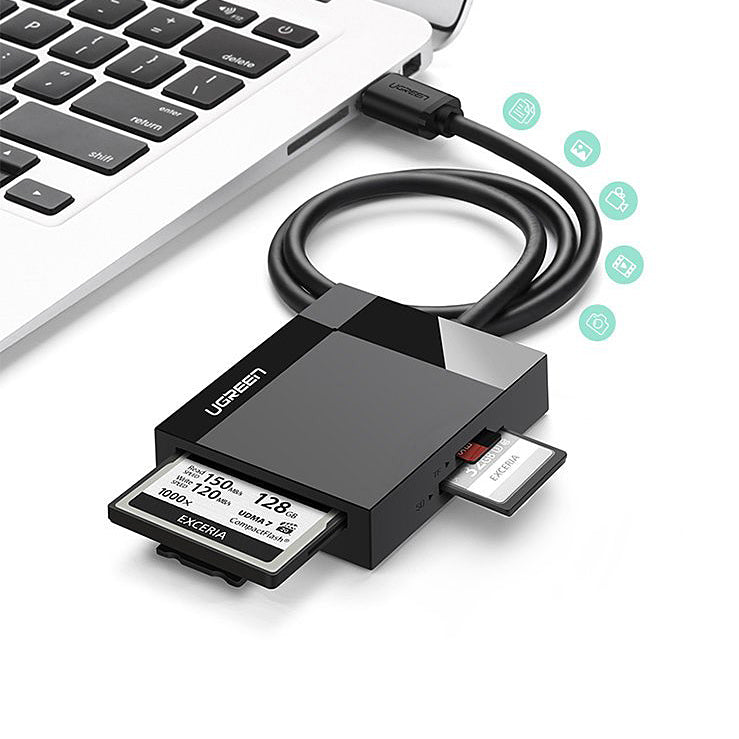 Czytnik kart USB 3.0 UGREEN CR125, SD - microSD - CF - MS, Czarny