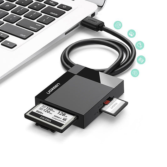 Czytnik kart USB 3.0 UGREEN CR125, SD - microSD - CF - MS, Czarny