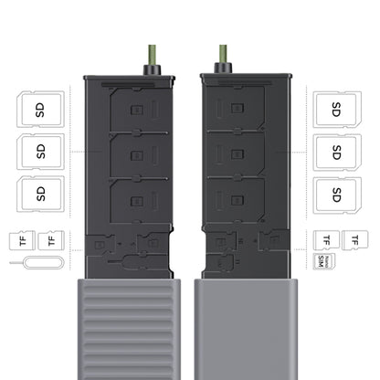 USB / USB-C Card Reader with UGREEN CM856 Organizer (55899), 2 x SD - microSD, Gray