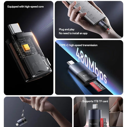 Czytnik kart USB Yesido GS37, microSD, Czarny